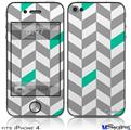 iPhone 4 Decal Style Vinyl Skin - Chevrons Gray And Turquoise (DOES NOT fit newer iPhone 4S)