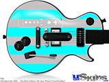 Guitar Hero III Wii Les Paul Skin - Psycho Stripes Neon Teal and Gray