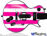 Guitar Hero III Wii Les Paul Skin - Psycho Stripes Hot Pink and White