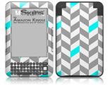 Chevrons Gray And Aqua - Decal Style Skin fits Amazon Kindle 3 Keyboard (with 6 inch display)