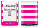 Psycho Stripes Hot Pink and White - Decal Style Skin (fits 4th Gen Kindle with 6inch display and no keyboard)