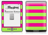 Psycho Stripes Neon Green and Hot Pink - Decal Style Skin (fits 4th Gen Kindle with 6inch display and no keyboard)