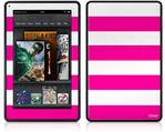 Amazon Kindle Fire (Original) Decal Style Skin - Psycho Stripes Hot Pink and White