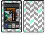 Amazon Kindle Fire (Original) Decal Style Skin - Chevrons Gray And Seafoam