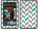 Amazon Kindle Fire (Original) Decal Style Skin - Chevrons Gray And Turquoise