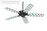 Chevrons Gray And Turquoise - Ceiling Fan Skin Kit fits most 52 inch fans (FAN and BLADES SOLD SEPARATELY)