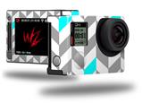 Chevrons Gray And Aqua - Decal Style Skin fits GoPro Hero 4 Silver Camera (GOPRO SOLD SEPARATELY)