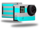Psycho Stripes Neon Teal and Gray - Decal Style Skin fits GoPro Hero 4 Black Camera (GOPRO SOLD SEPARATELY)