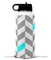 Skin Wrap Decal compatible with Hydro Flask Wide Mouth Bottle 32oz Chevrons Gray And Aqua (BOTTLE NOT INCLUDED)