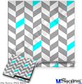 Decal Skin compatible with Sony PS3 Slim Chevrons Gray And Aqua