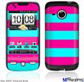HTC Droid Eris Skin - Psycho Stripes Neon Teal and Hot Pink