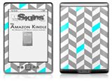 Chevrons Gray And Aqua - Decal Style Skin (fits 4th Gen Kindle with 6inch display and no keyboard)