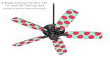 Kearas Polka Dots Pink And Blue - Ceiling Fan Skin Kit fits most 52 inch fans (FAN and BLADES SOLD SEPARATELY)