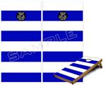 Cornhole Game Board Vinyl Skin Wrap Kit - Premium Laminated - Psycho Stripes Blue and White fits 24x48 game boards (GAMEBOARDS NOT INCLUDED)