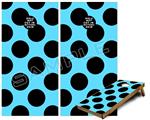 Cornhole Game Board Vinyl Skin Wrap Kit - Premium Laminated - Kearas Polka Dots Black And Blue fits 24x48 game boards (GAMEBOARDS NOT INCLUDED)
