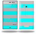 Psycho Stripes Neon Teal and Gray - Decal Style Skin (fits Nokia Lumia 928)