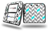 Chevrons Gray And Aqua - Decal Style Vinyl Skin fits Nintendo 2DS - 2DS NOT INCLUDED