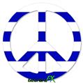 Psycho Stripes Blue and White - Peace Sign Car Window Decal 6 x 6 inches