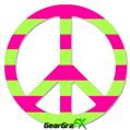 Psycho Stripes Neon Green and Hot Pink - Peace Sign Car Window Decal 6 x 6 inches