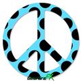 Kearas Polka Dots Black And Blue - Peace Sign Car Window Decal 6 x 6 inches