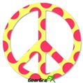 Kearas Polka Dots Pink And Yellow - Peace Sign Car Window Decal 6 x 6 inches