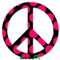 Kearas Polka Dots Pink On Black - Peace Sign Car Window Decal 6 x 6 inches