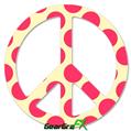 Kearas Polka Dots Pink On Cream - Peace Sign Car Window Decal 6 x 6 inches