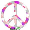 Brushed Circles Pink - Peace Sign Car Window Decal 6 x 6 inches