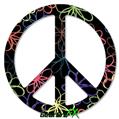 Kearas Flowers on Black - Peace Sign Car Window Decal 6 x 6 inches