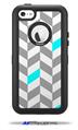 Chevrons Gray And Aqua - Decal Style Vinyl Skin fits Otterbox Defender iPhone 5C Case (CASE SOLD SEPARATELY)