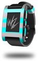 Psycho Stripes Neon Teal and Gray - Decal Style Skin fits original Pebble Smart Watch (WATCH SOLD SEPARATELY)