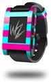 Psycho Stripes Neon Teal and Hot Pink - Decal Style Skin fits original Pebble Smart Watch (WATCH SOLD SEPARATELY)