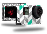 Chevrons Gray And Turquoise - Decal Style Skin fits GoPro Hero 4 Silver Camera (GOPRO SOLD SEPARATELY)
