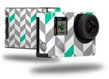 Chevrons Gray And Turquoise - Decal Style Skin fits GoPro Hero 4 Black Camera (GOPRO SOLD SEPARATELY)