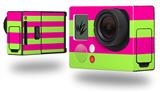 Psycho Stripes Neon Green and Hot Pink - Decal Style Skin fits GoPro Hero 3+ Camera (GOPRO NOT INCLUDED)