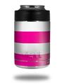 Skin Decal Wrap for Yeti Colster, Ozark Trail and RTIC Can Coolers - Psycho Stripes Hot Pink and White (COOLER NOT INCLUDED)