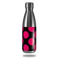 Skin Decal Wrap for RTIC Water Bottle 17oz Kearas Polka Dots Pink On Black (BOTTLE NOT INCLUDED)