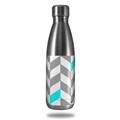 Skin Decal Wrap for RTIC Water Bottle 17oz Chevrons Gray And Aqua (BOTTLE NOT INCLUDED)