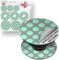 Decal Style Vinyl Skin Wrap 3 Pack for PopSockets Kearas Polka Dots Mint And Gray (POPSOCKET NOT INCLUDED)