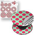 Decal Style Vinyl Skin Wrap 3 Pack for PopSockets Kearas Polka Dots Pink And Blue (POPSOCKET NOT INCLUDED)