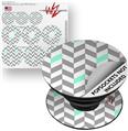 Decal Style Vinyl Skin Wrap 3 Pack for PopSockets Chevrons Gray And Seafoam (POPSOCKET NOT INCLUDED)