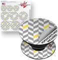 Decal Style Vinyl Skin Wrap 3 Pack for PopSockets Chevrons Gray And Yellow (POPSOCKET NOT INCLUDED)