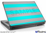 Laptop Skin (Large) - Psycho Stripes Neon Teal and Gray