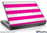 Laptop Skin (Large) - Psycho Stripes Hot Pink and White