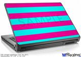 Laptop Skin (Large) - Psycho Stripes Neon Teal and Hot Pink