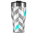 WraptorSkinz Skin Wrap compatible with 2017 and newer RTIC Tumblers 30oz Chevrons Gray And Aqua (TUMBLER NOT INCLUDED)