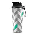 Skin Wrap Decal for IceShaker 2nd Gen 26oz Chevrons Gray And Turquoise (SHAKER NOT INCLUDED)