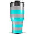 Skin Wrap Decal for 2017 RTIC Tumblers 40oz Psycho Stripes Neon Teal and Gray (TUMBLER NOT INCLUDED)