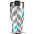 Skin Wrap Decal for 2017 RTIC Tumblers 40oz Chevrons Gray And Aqua (TUMBLER NOT INCLUDED)