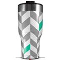 Skin Wrap Decal for 2017 RTIC Tumblers 40oz Chevrons Gray And Turquoise (TUMBLER NOT INCLUDED)